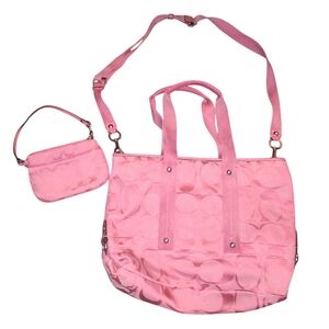 Coach Pink Poppy Kyra Daisy Tote and Wristlet Set
